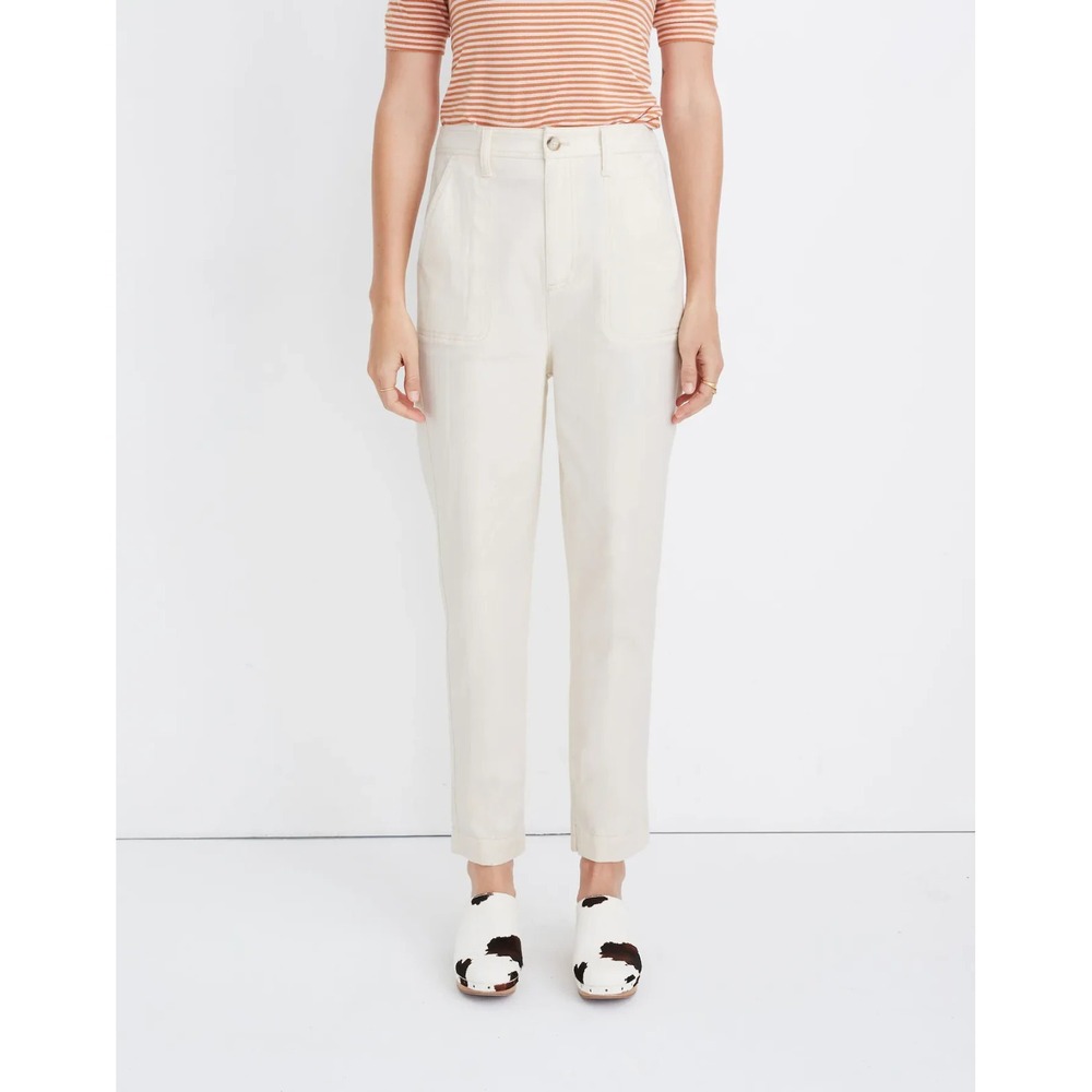 Madewell Camp Utility Pants Womens M Ivory High Rise Straight‎ Cotton Casual